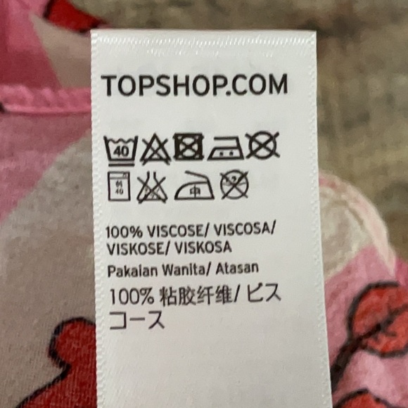 Topshop ruffle sleeveless crop top pink red floral pattern Size 10 - Picture 6 of 9